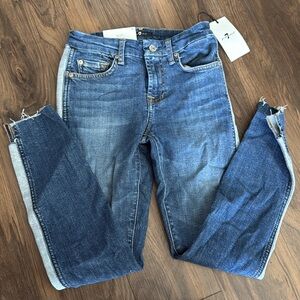 7 For All Mankind two tone raw hem jeans